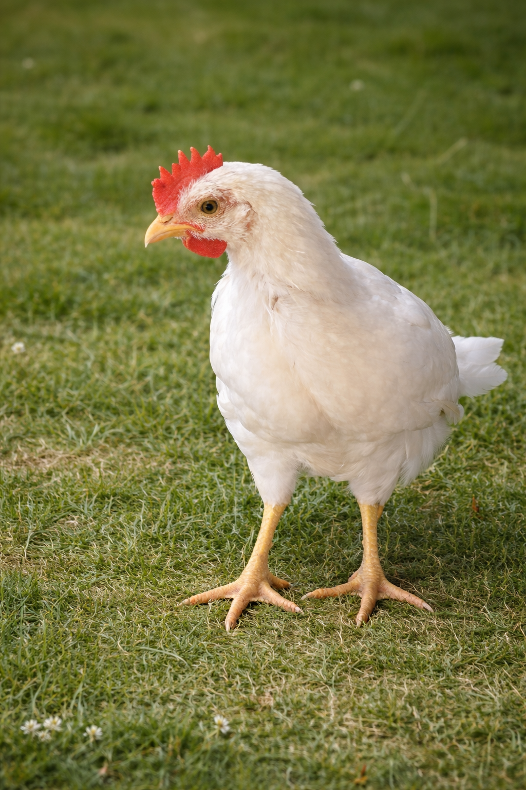Two young white chickens